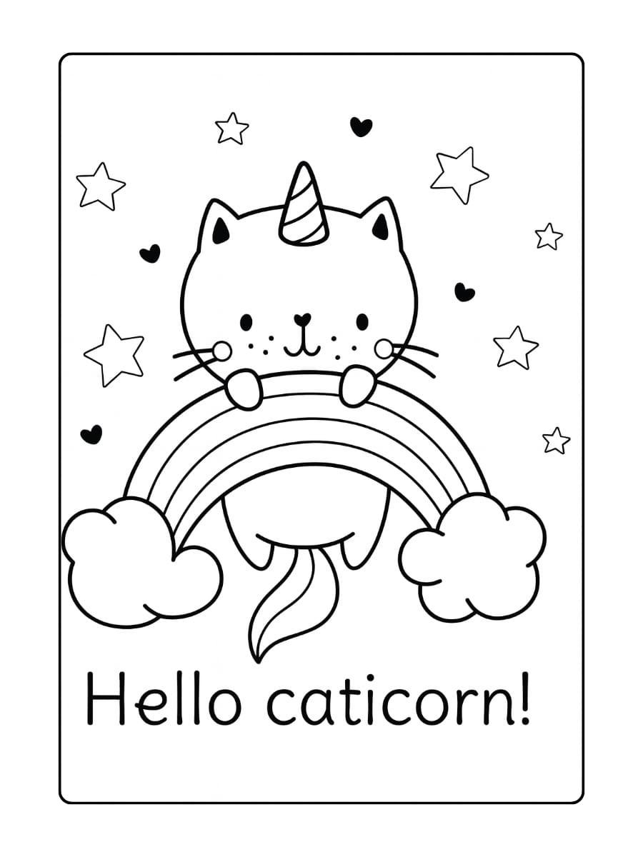 Een unicorn kat die een kroon draagt en trots kijkt
