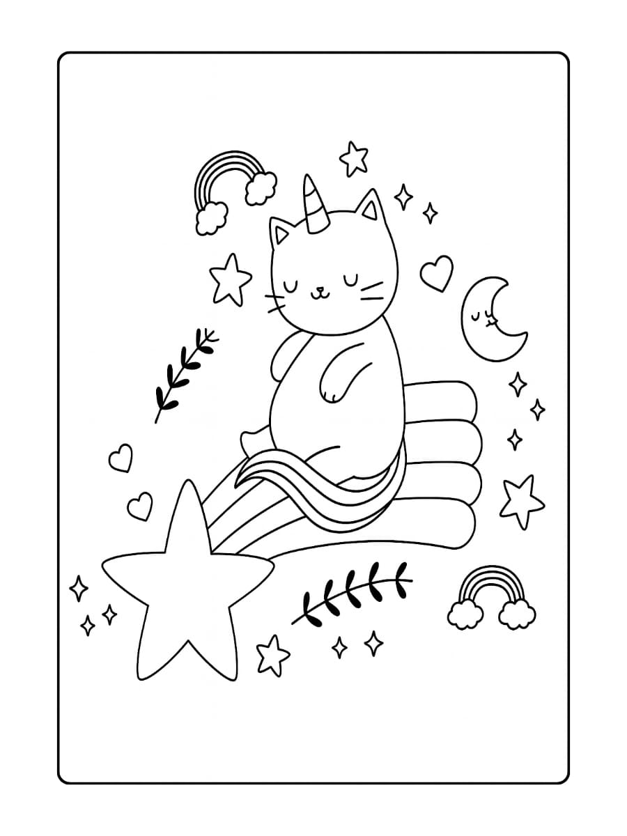 Een unicorn kat die in een theekop zit met sprinkles