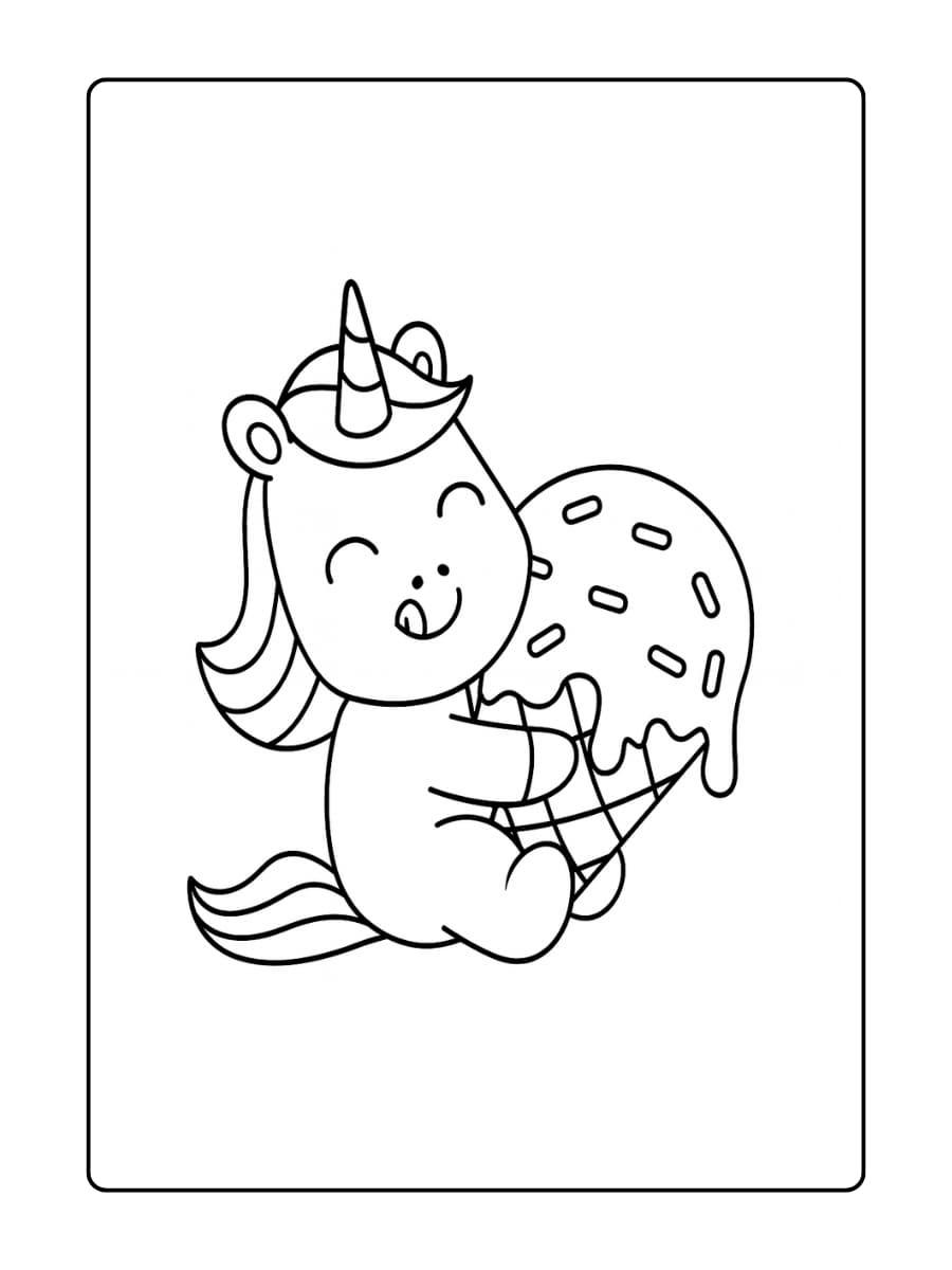 Een unicorn met een kroon van ijsbolletjes
