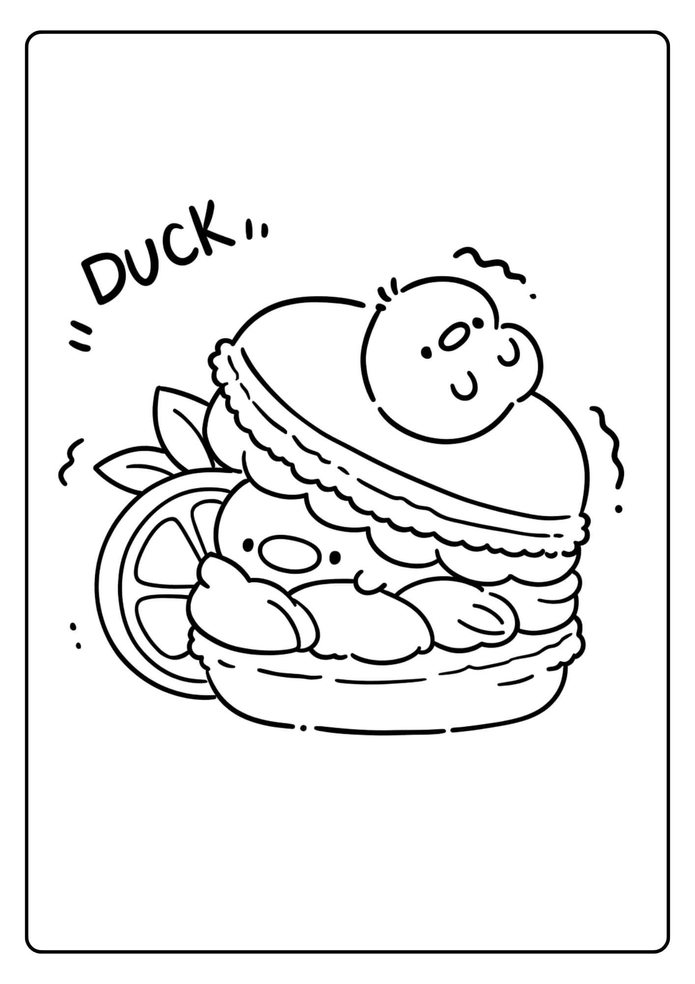 Eend eet een hamburger