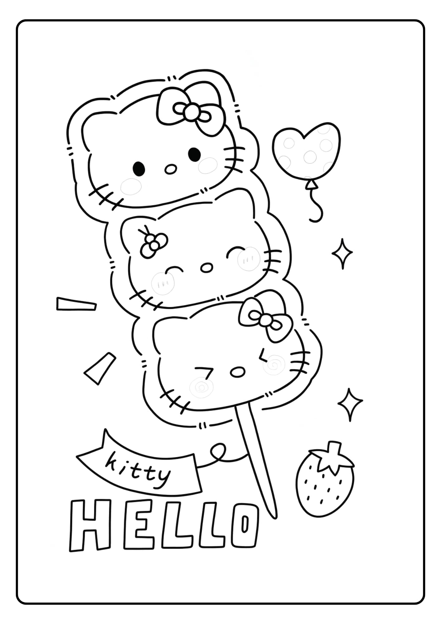 Hello Kitty houdt een snoepje vast
