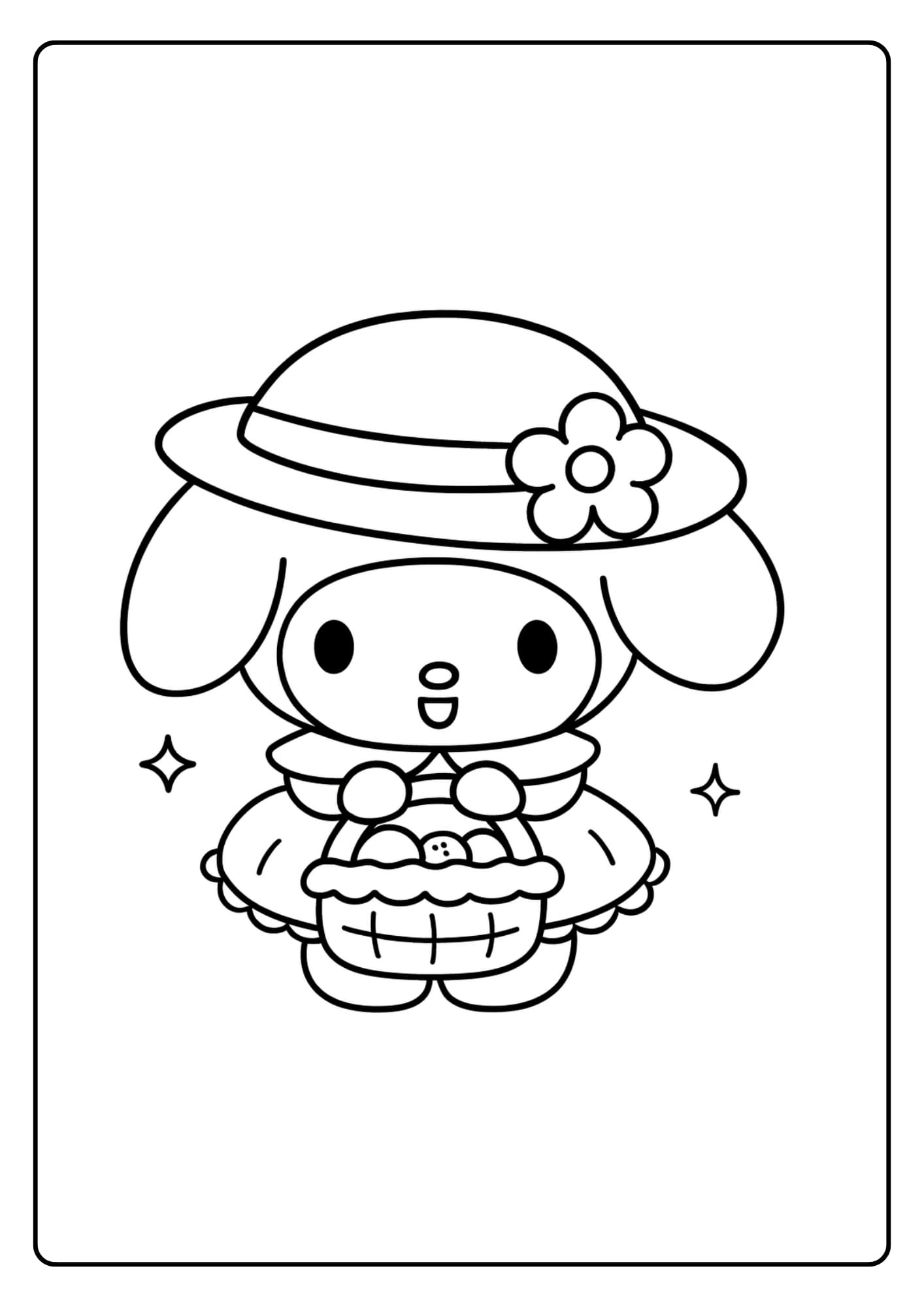 Kawaii My Melody draagt een mand vol koekjes
