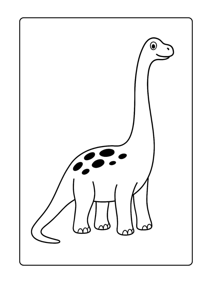 Kleurplaat Dino met lange nek die omhoog reikt, eenvoudig en duidelijk