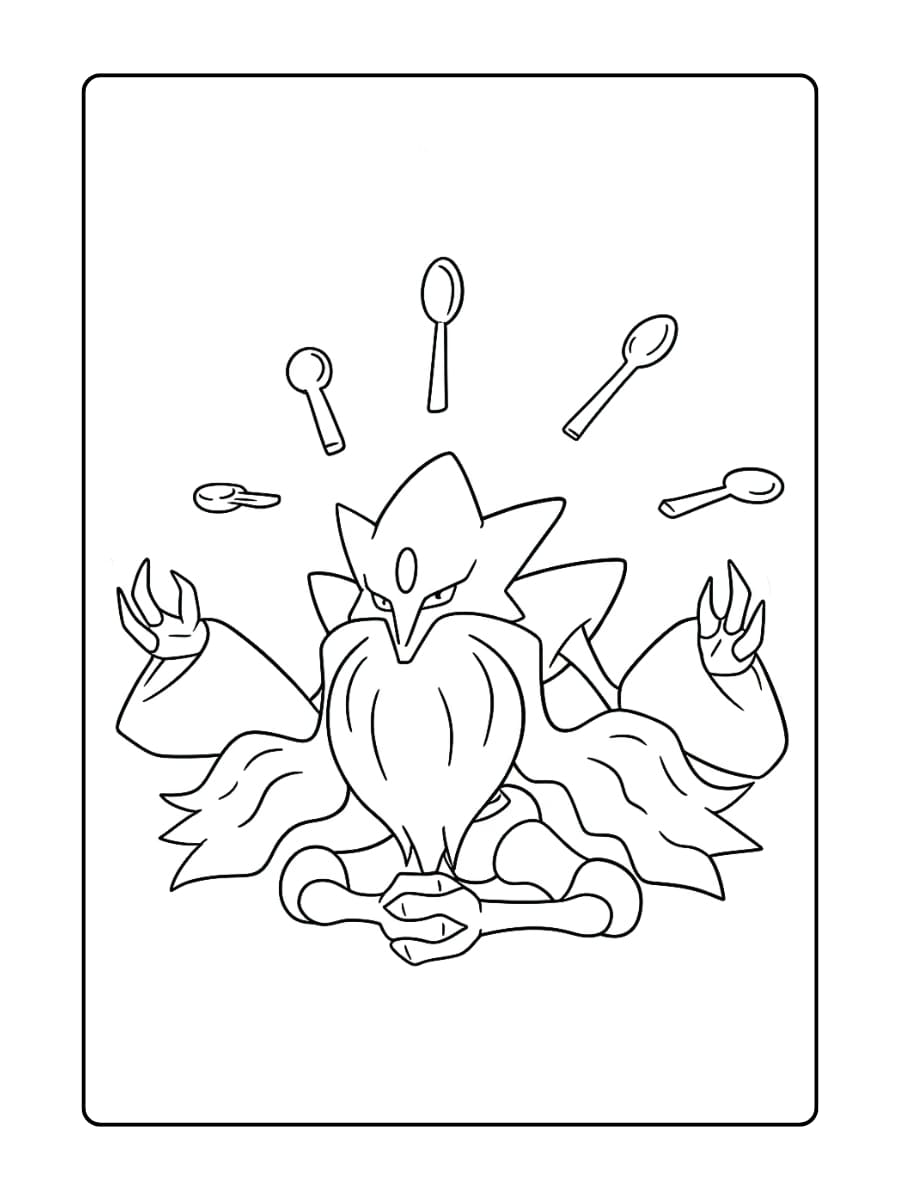 pokemon kleurplaat Mega Alakazam