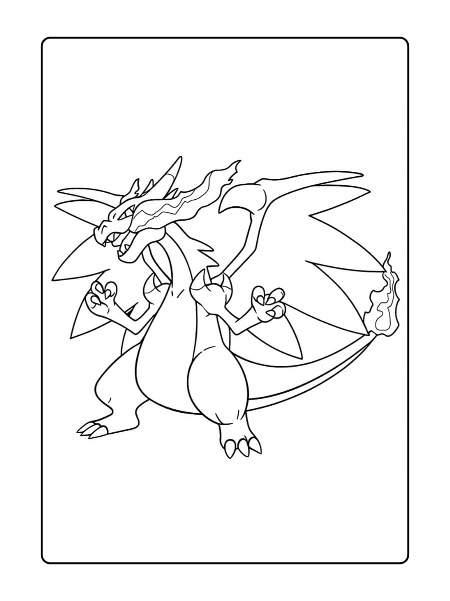 pokemon kleurplaat Mega Charizard X
