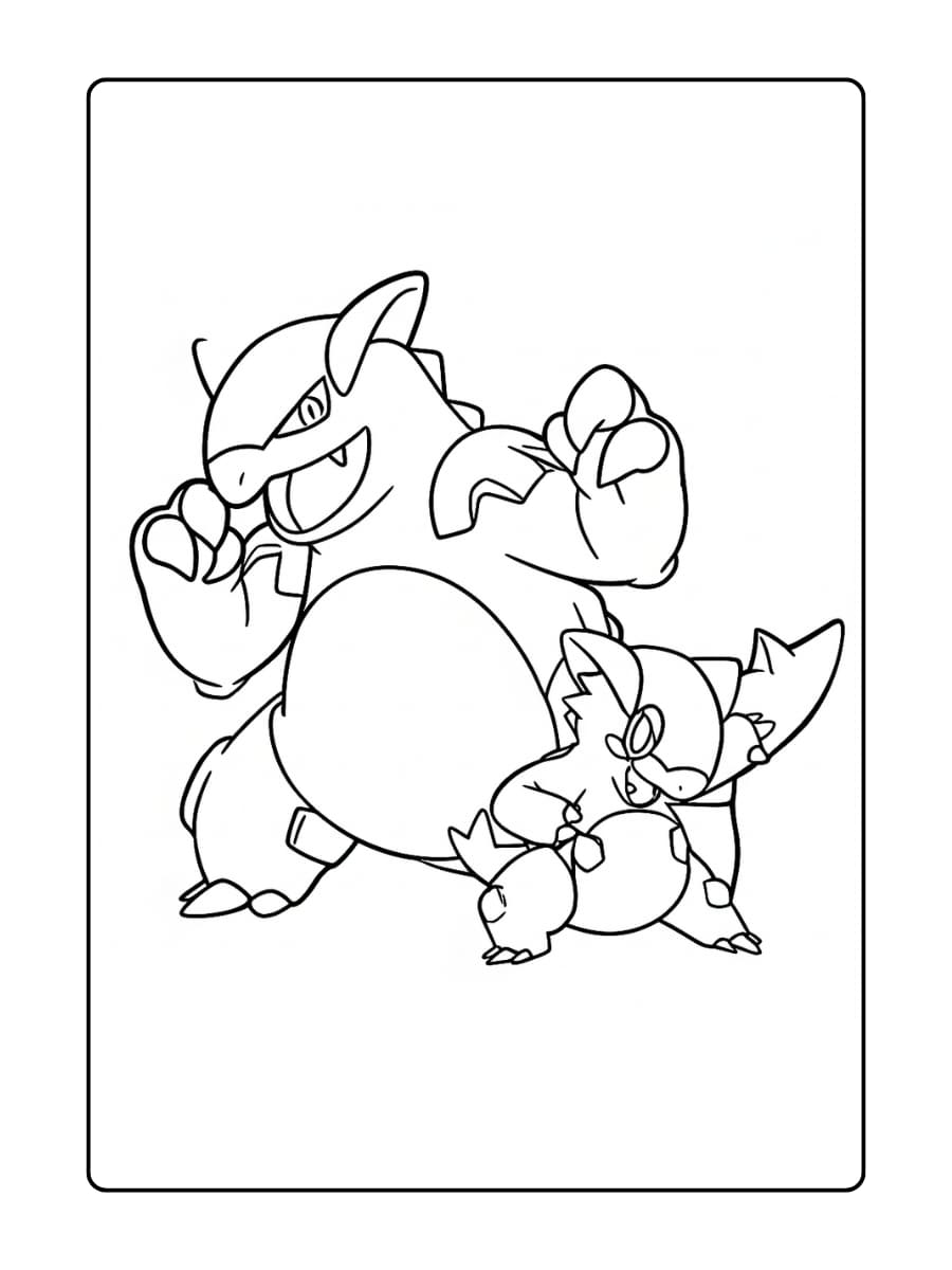 pokemon kleurplaat Mega Kangaskhan