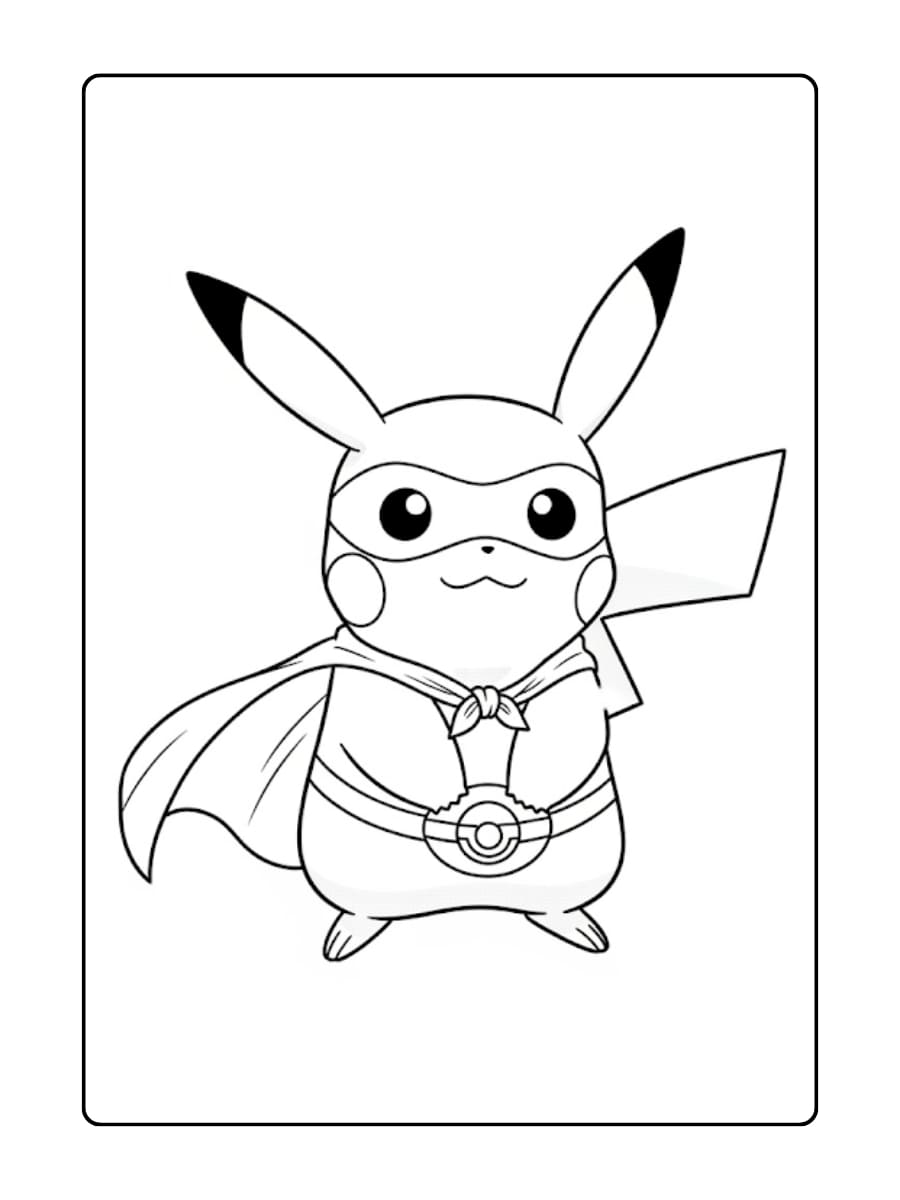 Kleurplaat Pikachu als superheld