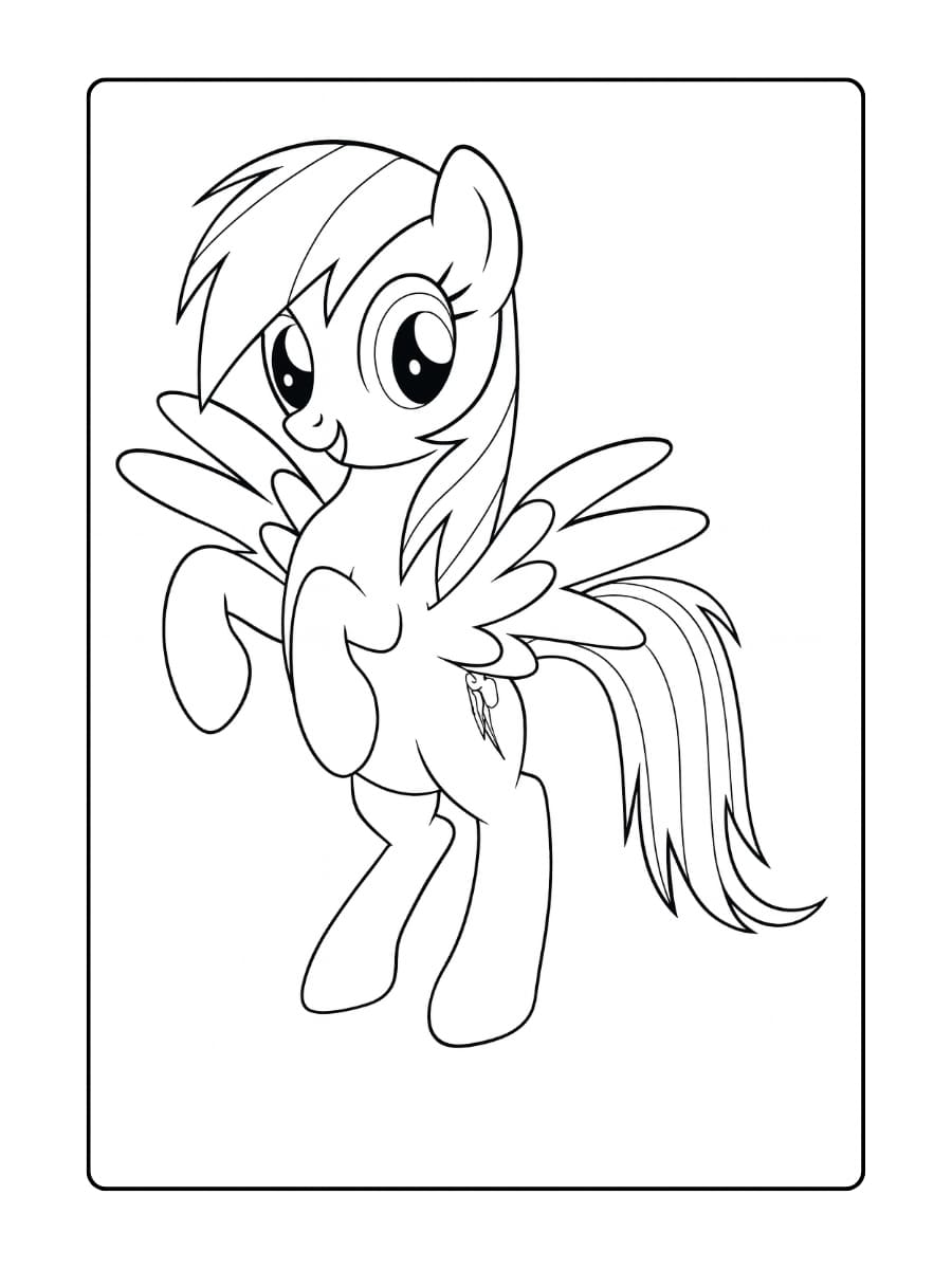 Rainbow Dash vliegt door een kleurrijke regenboog