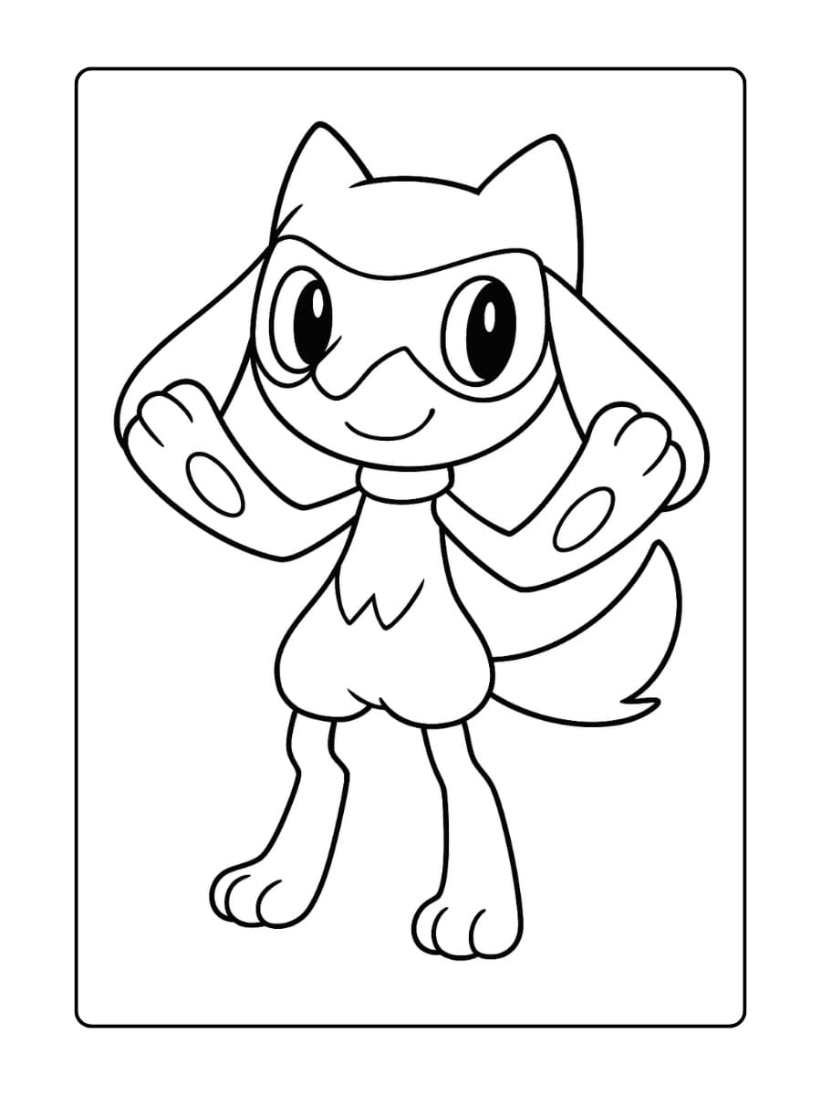 Riolu glimlacht zachtjes terwijl hij met beide poten zwaait