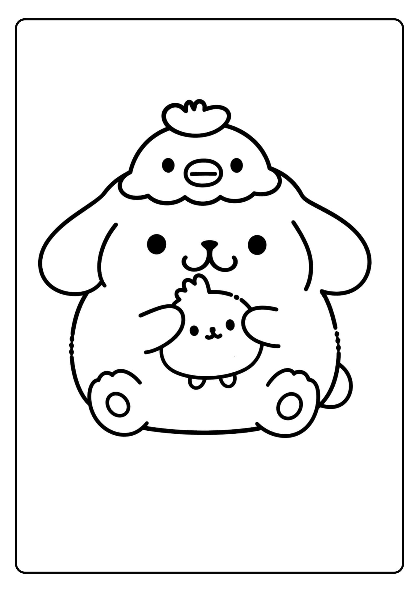 Schattige Pompompurin glimlacht vrolijk