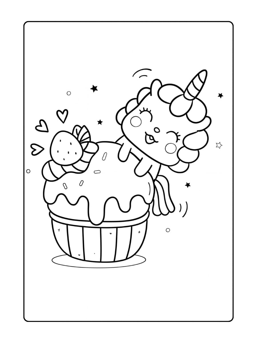 Twee schattige unicorn cupcakes die hand in hand staan