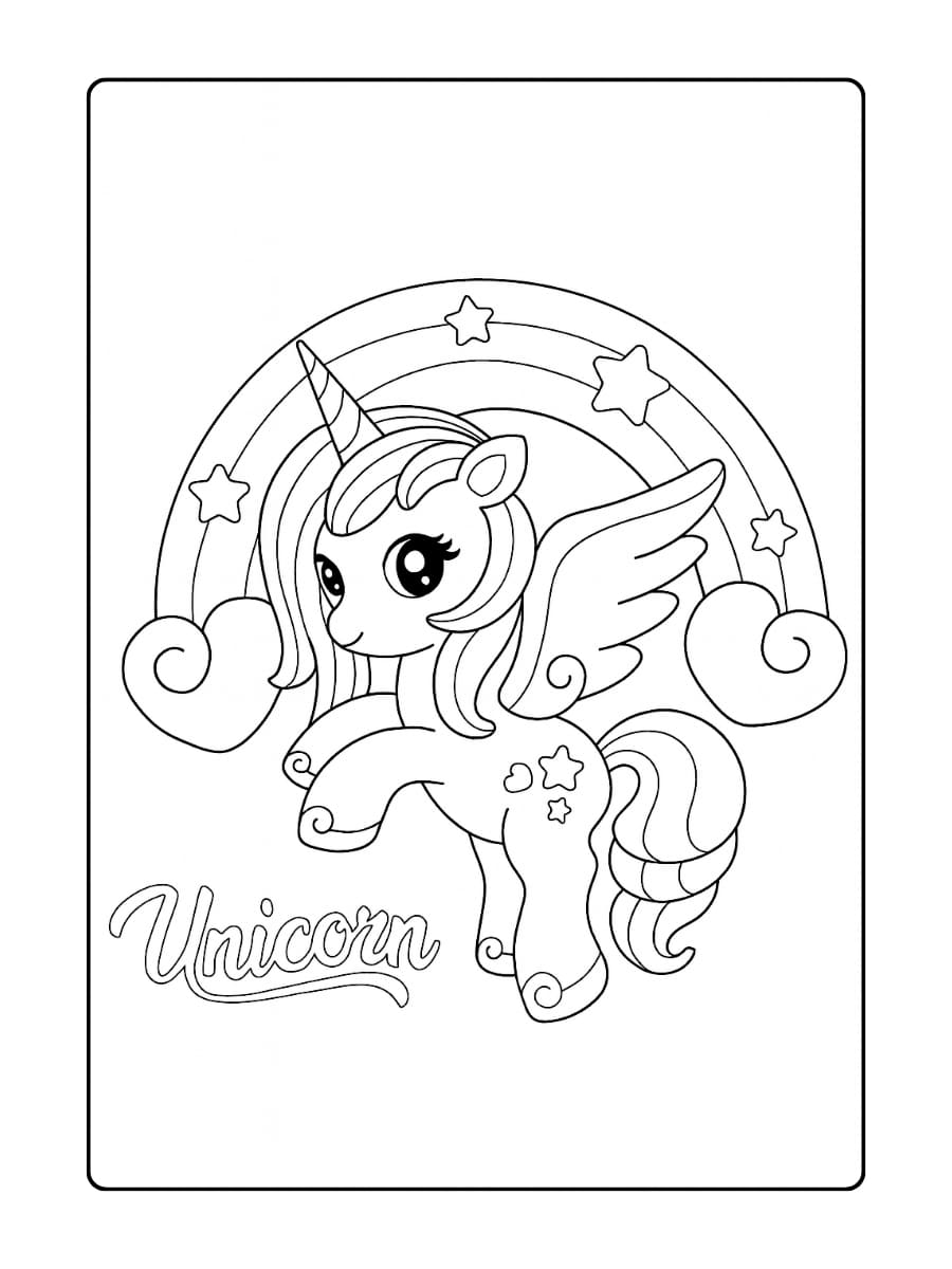Twee unicorns die samen een regenboog maken met hun hoorns Twee unicorns die samen een regenboog maken met hun hoorns