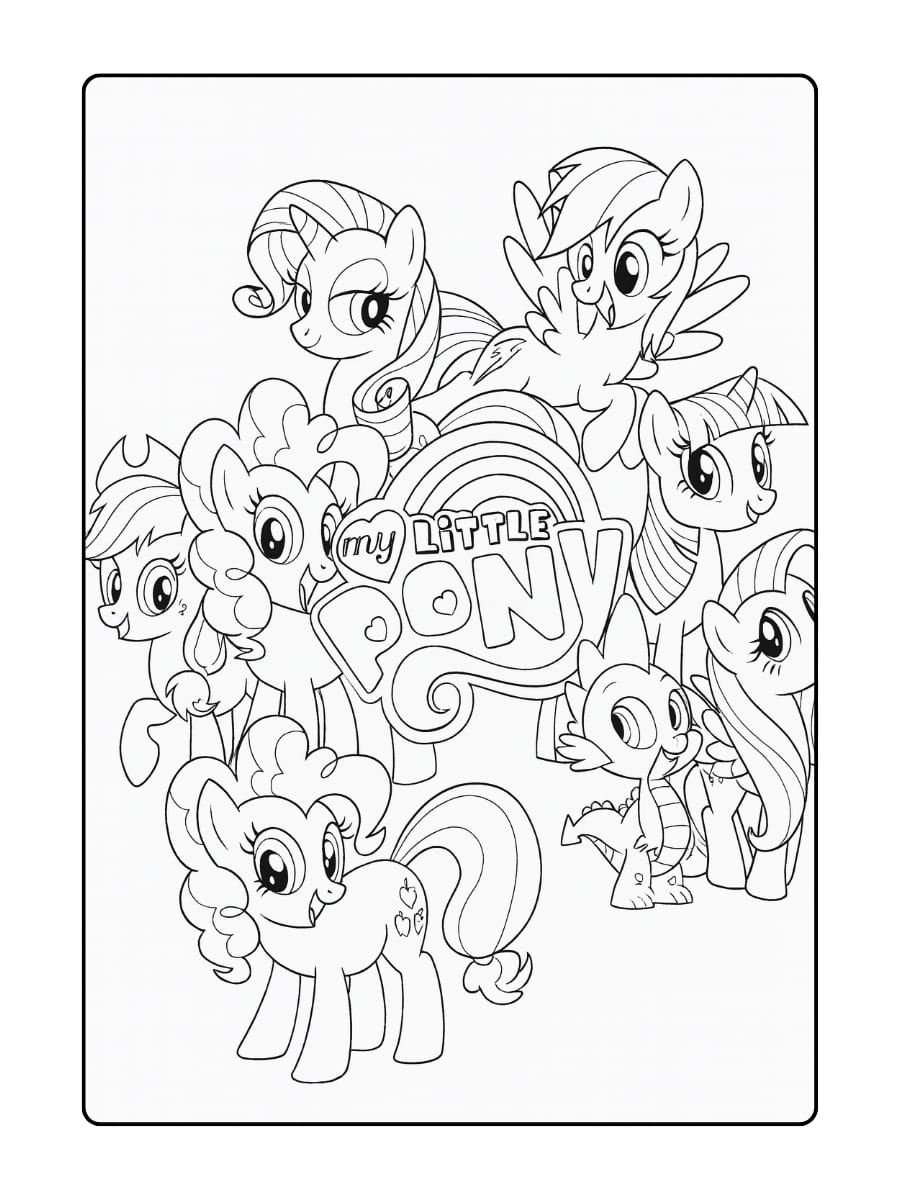 my little pony samen regenboog kleurplaat