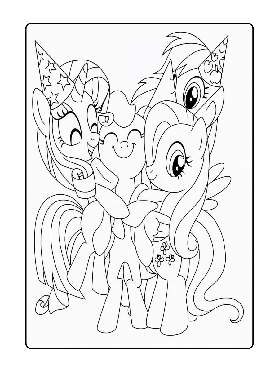 my little pony vrienden groep kleurplaat