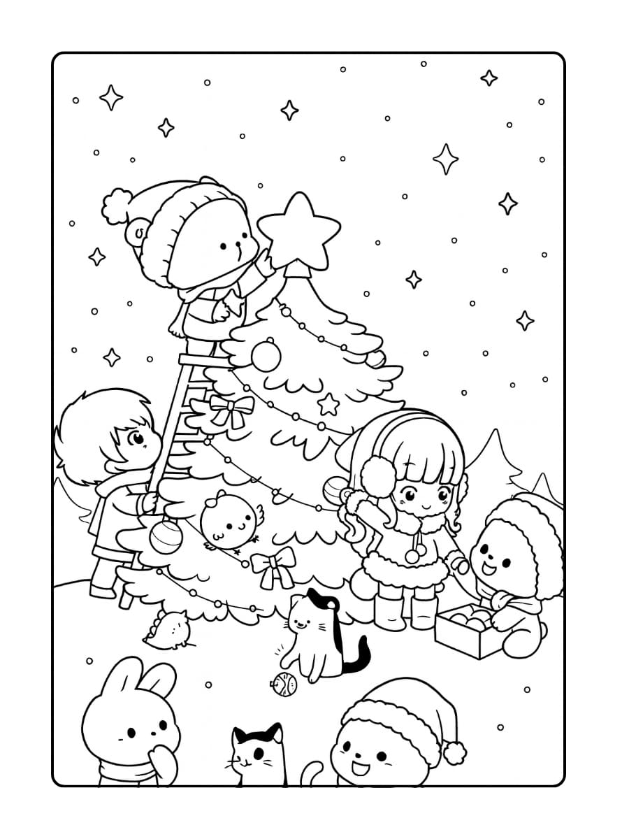 Een rendier dat in een grote kerstbal kijkt Een rendier dat in een grote kerstbal kijkt