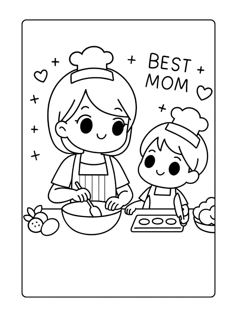 Mama die samen met haar kinderen koekjes bakt