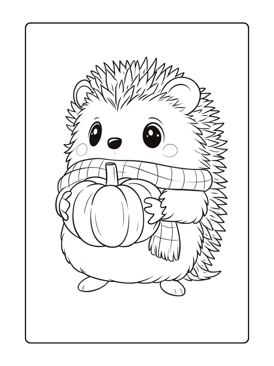 kleurplaat herfst egel​