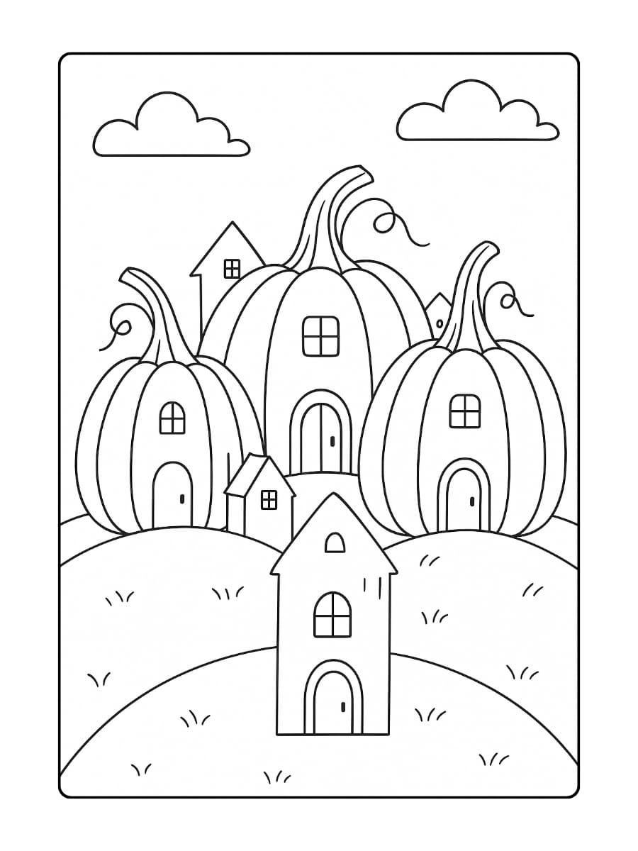 kleurplaat herfst pompoen​