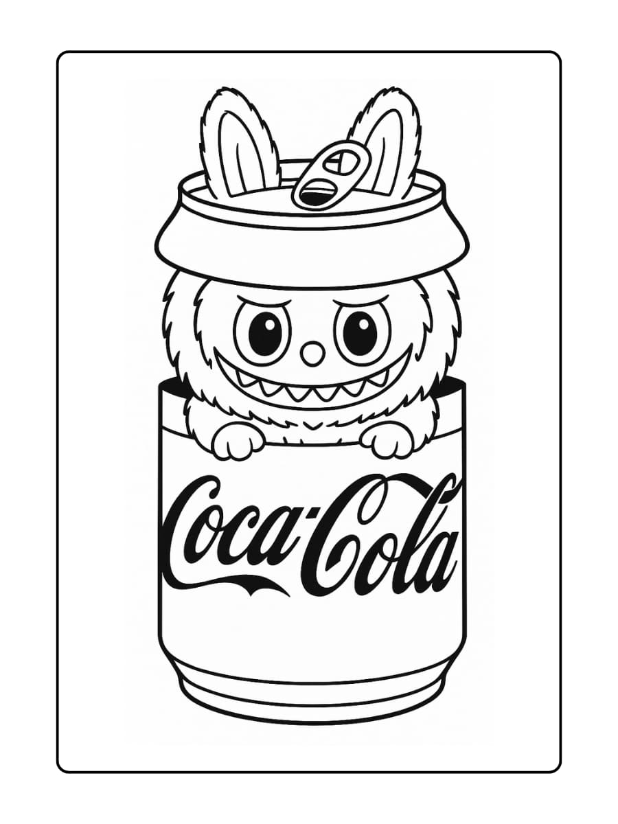 Kleurplaat labubu Coca-Cola