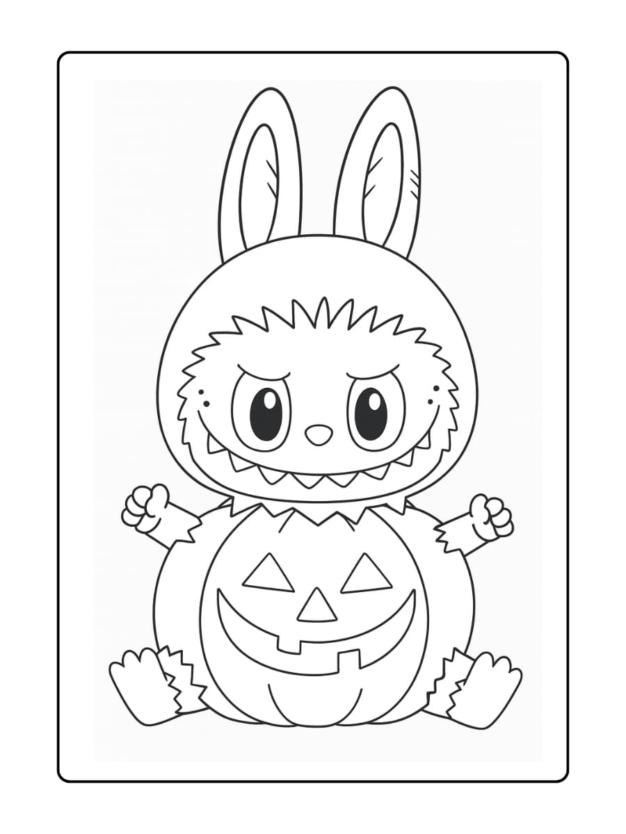 Kleurplaat labubu halloween