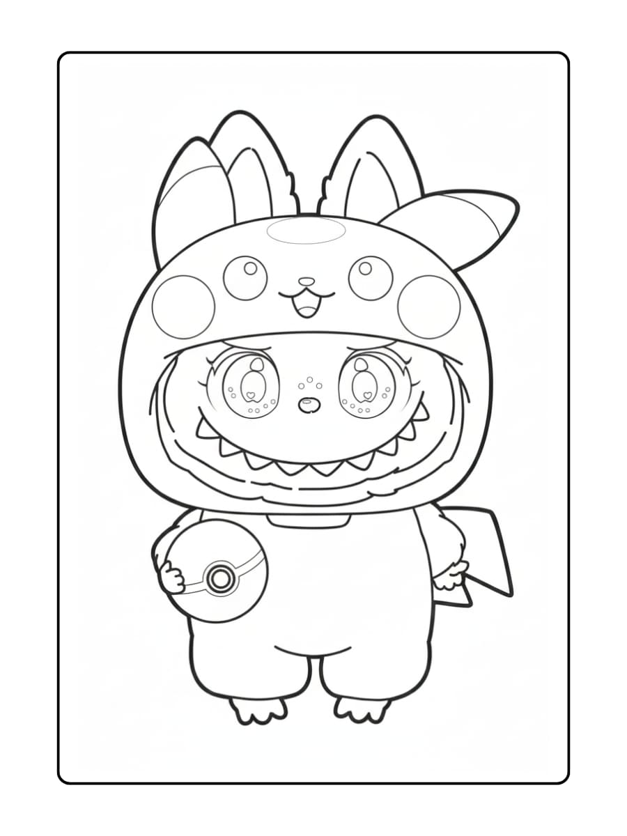 Kleurplaat labubu pokemon