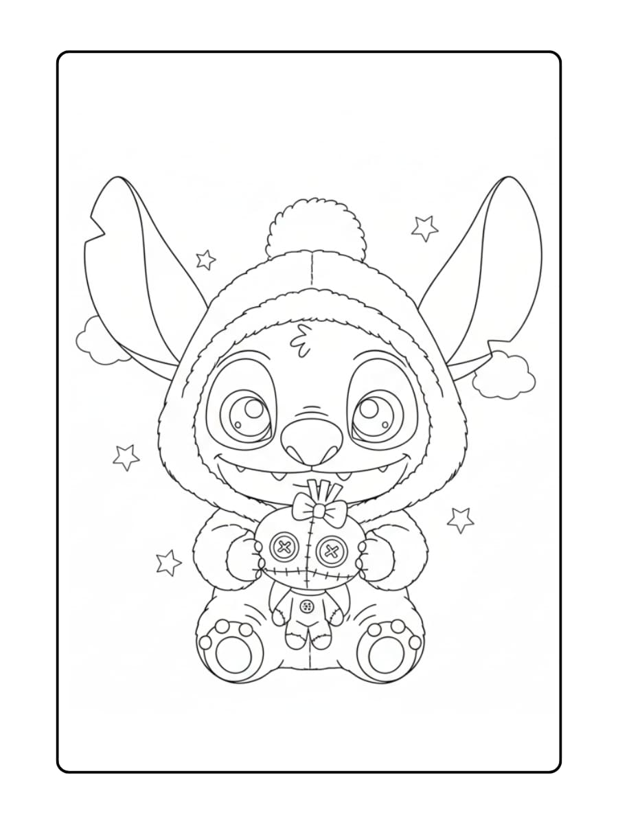 Kleurplaat stitch labubu