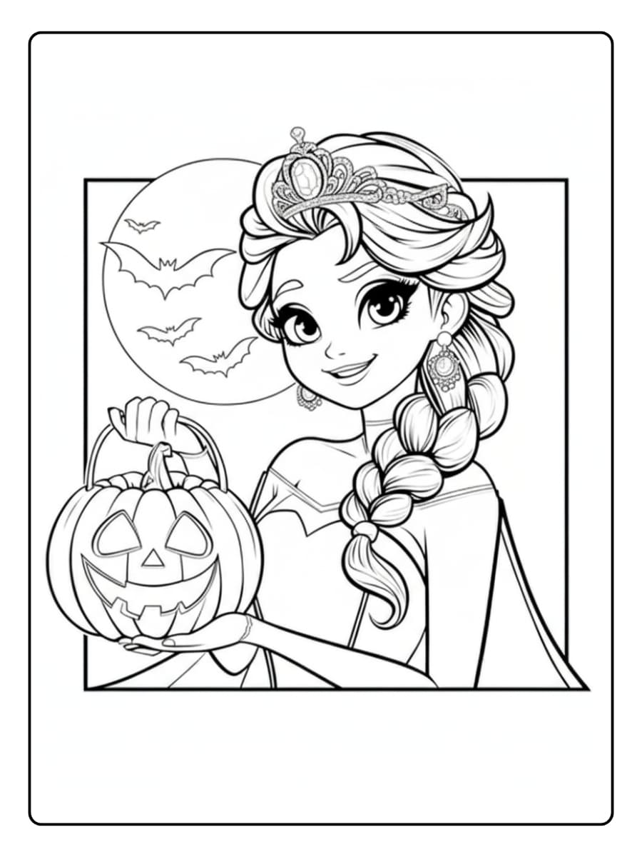 Elsa halloween kleurplaat​