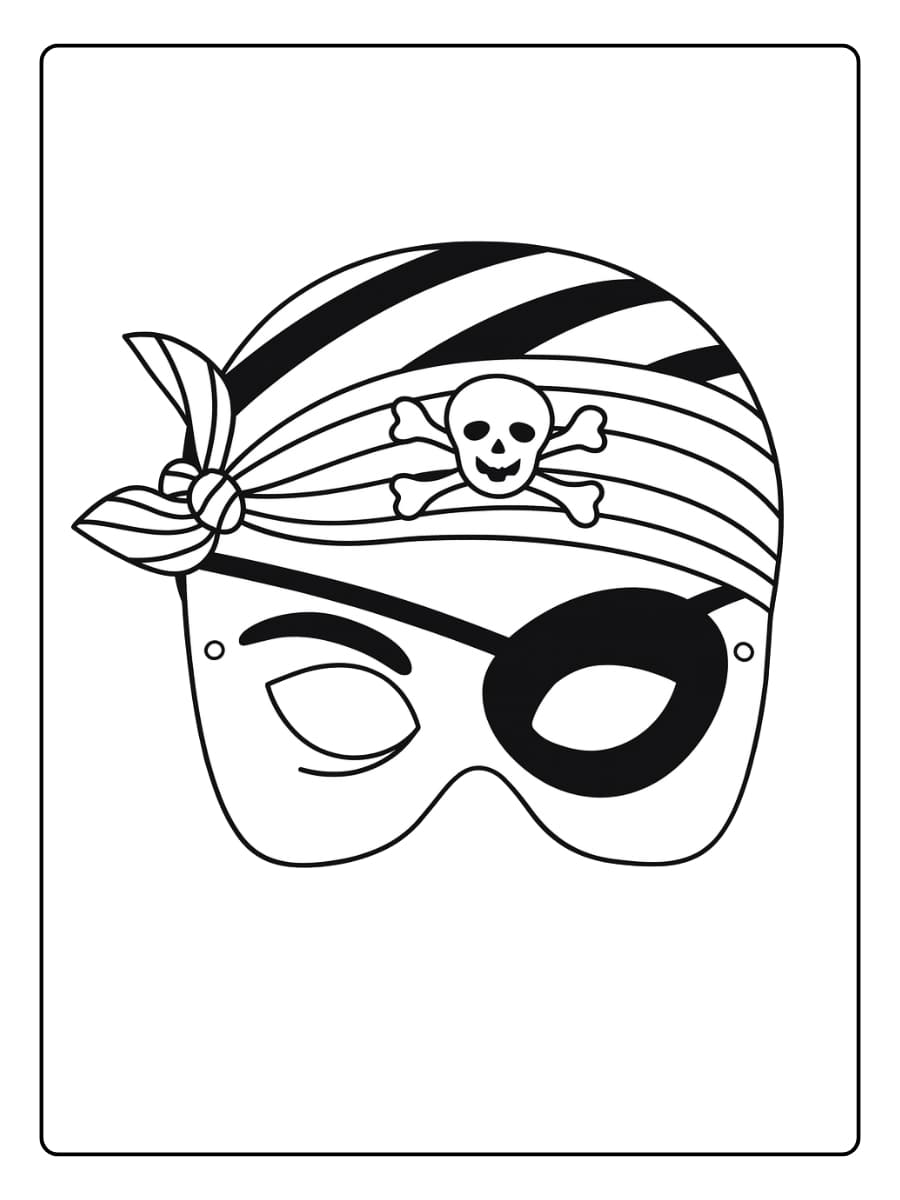 Kleurplaat Halloween masker in piratenstijl met een ooglap en hoofdband Kleurplaat Halloween masker in piratenstijl met een ooglap en hoofdband