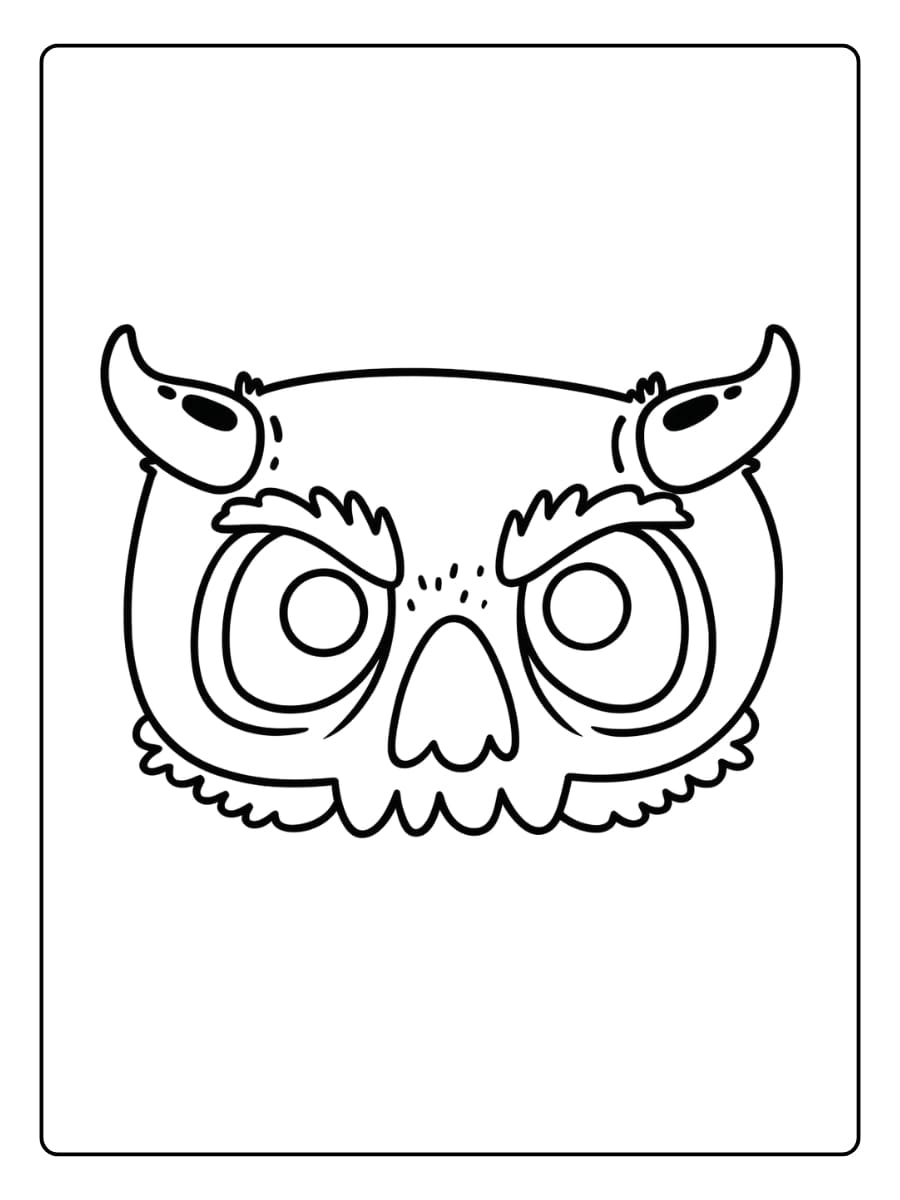 Kleurplaat Halloween masker met horens Kleurplaat Halloween masker met horens