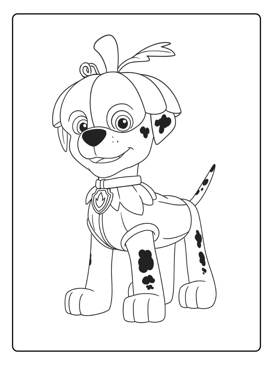 Kleurplaat Paw Patrol halloween met Marshall verkleed als pompoen