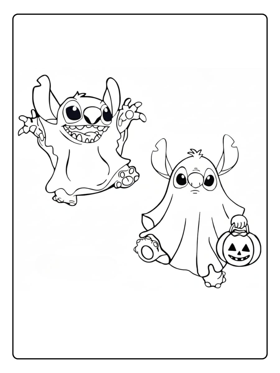 Kleurplaat Stitch Spook