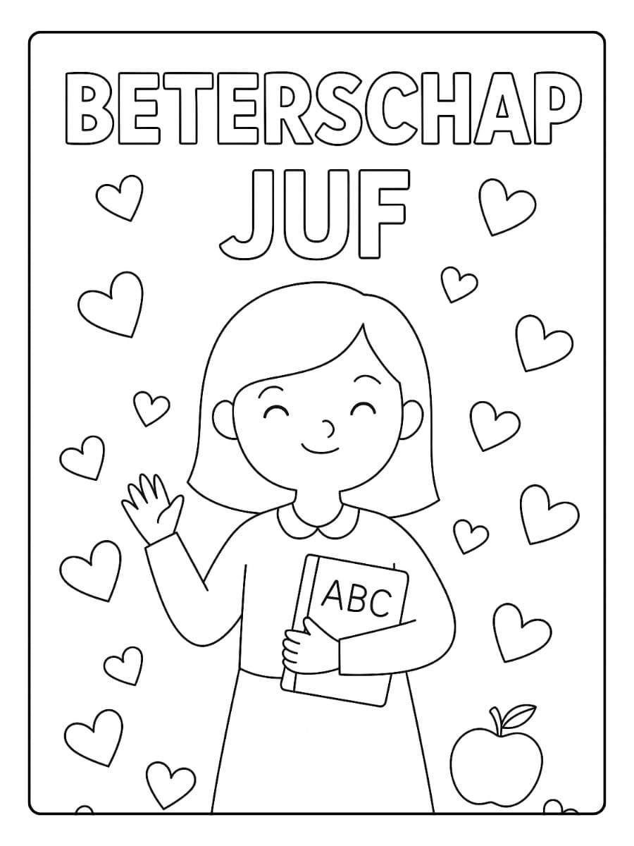 Kleurplaat beterschap juf
