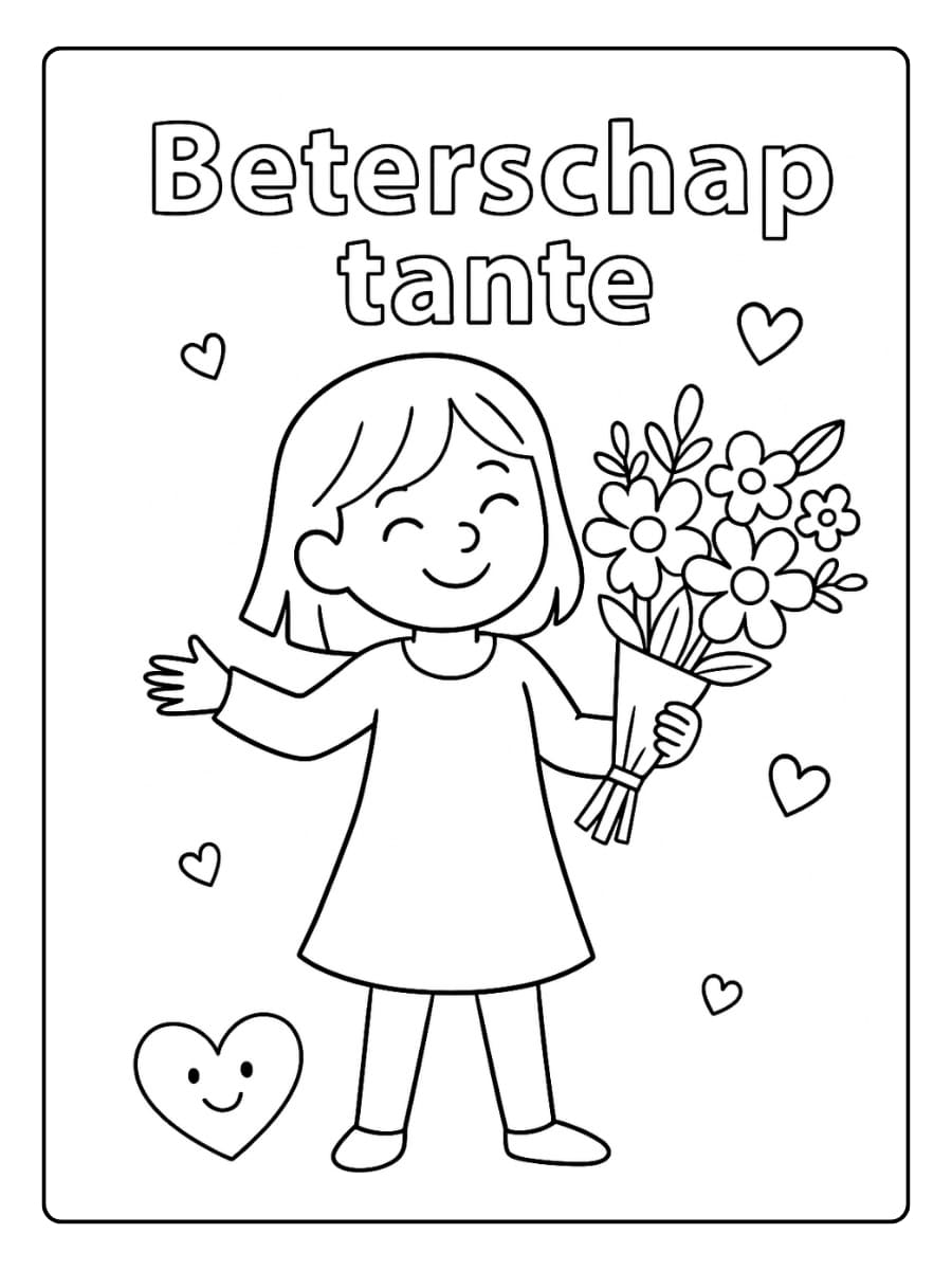 Kleurplaat beterschap tante