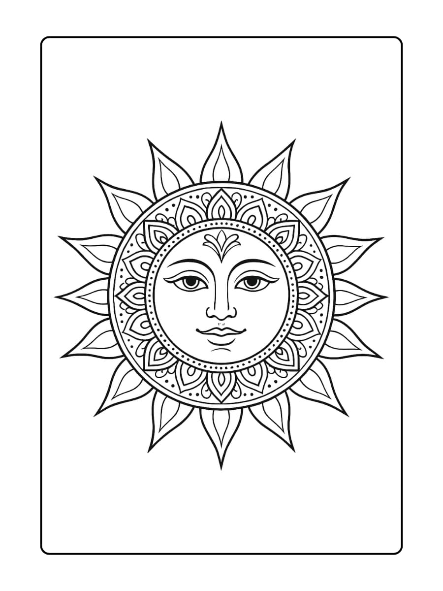 Kleurplaat zon mandala
