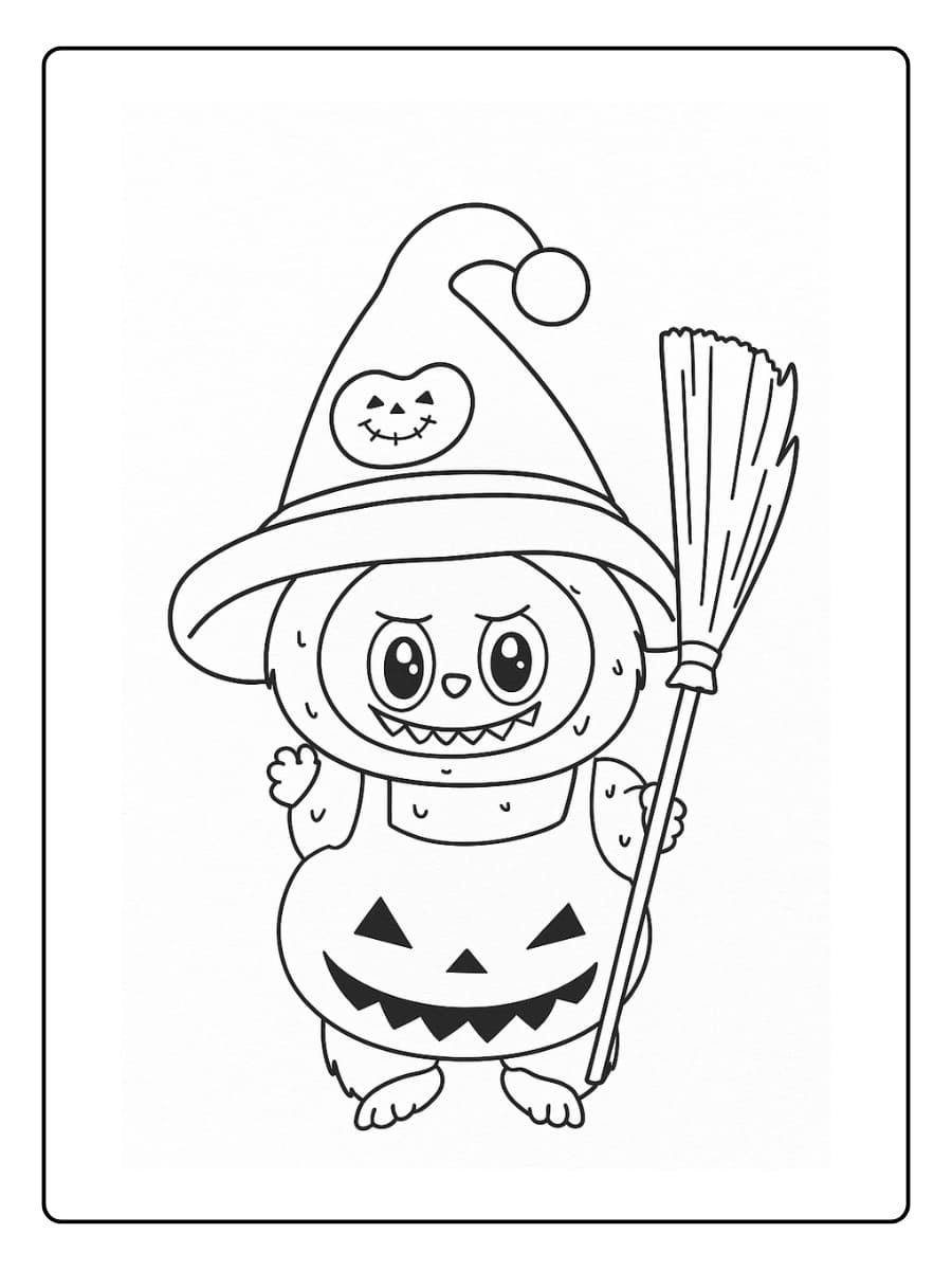 Labubu dansend op Halloweenfeest