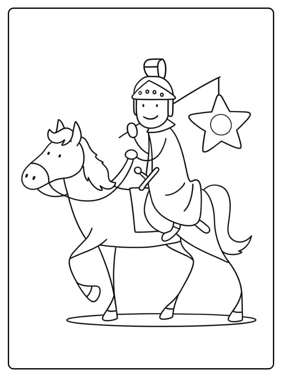 Sint Maarten op een paard met een ster lantaarn