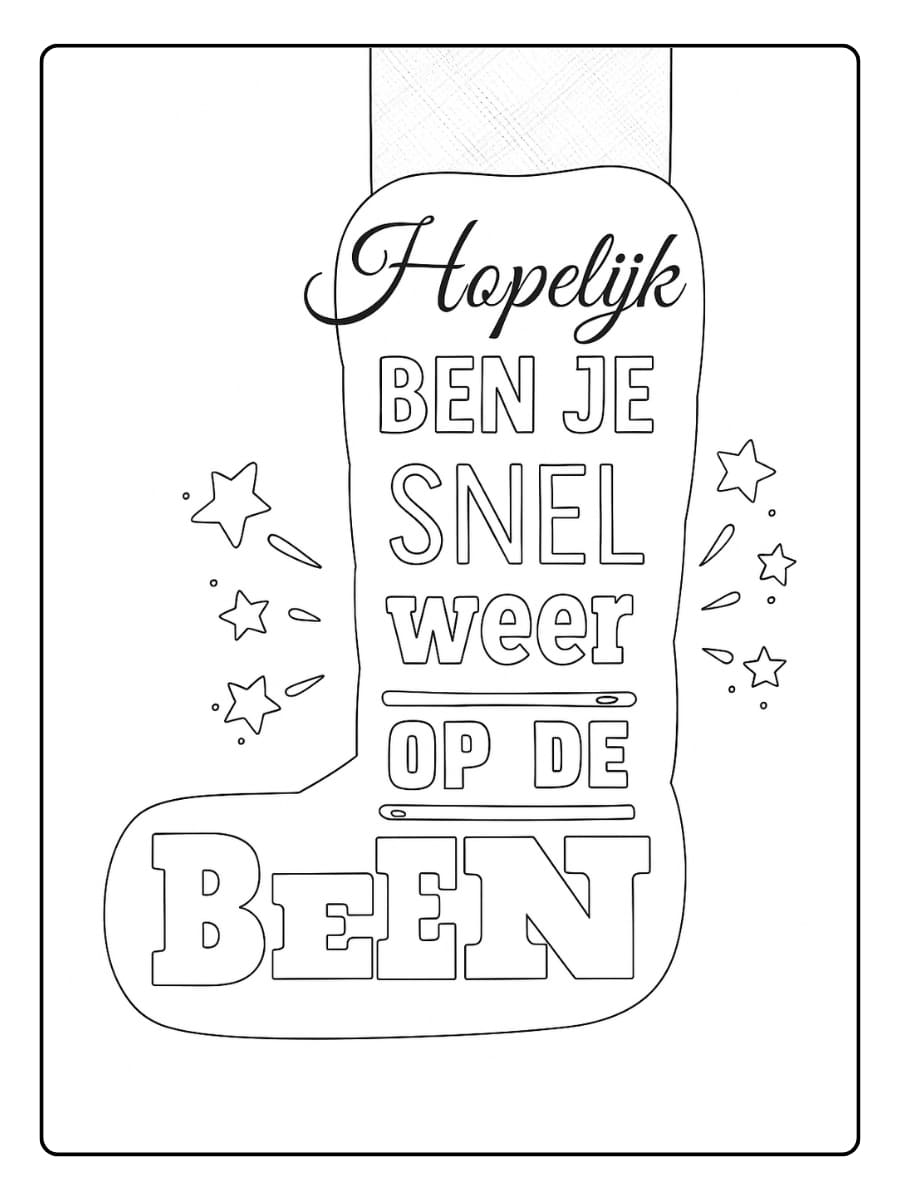 kleurplaat beterschap gebroken been​