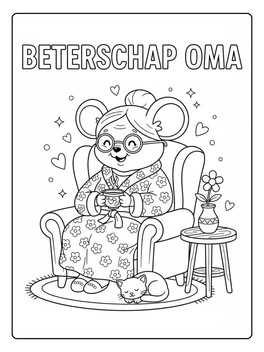 kleurplaat beterschap oma