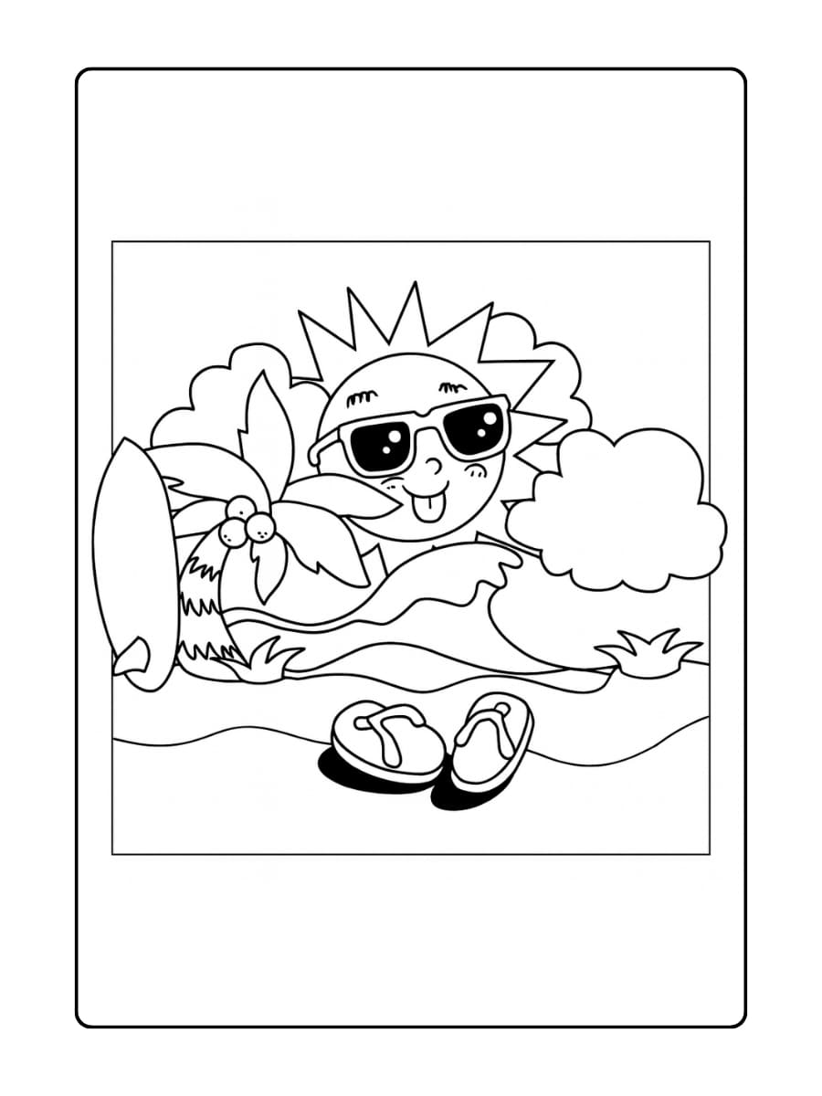 zon zee strand kleurplaat​