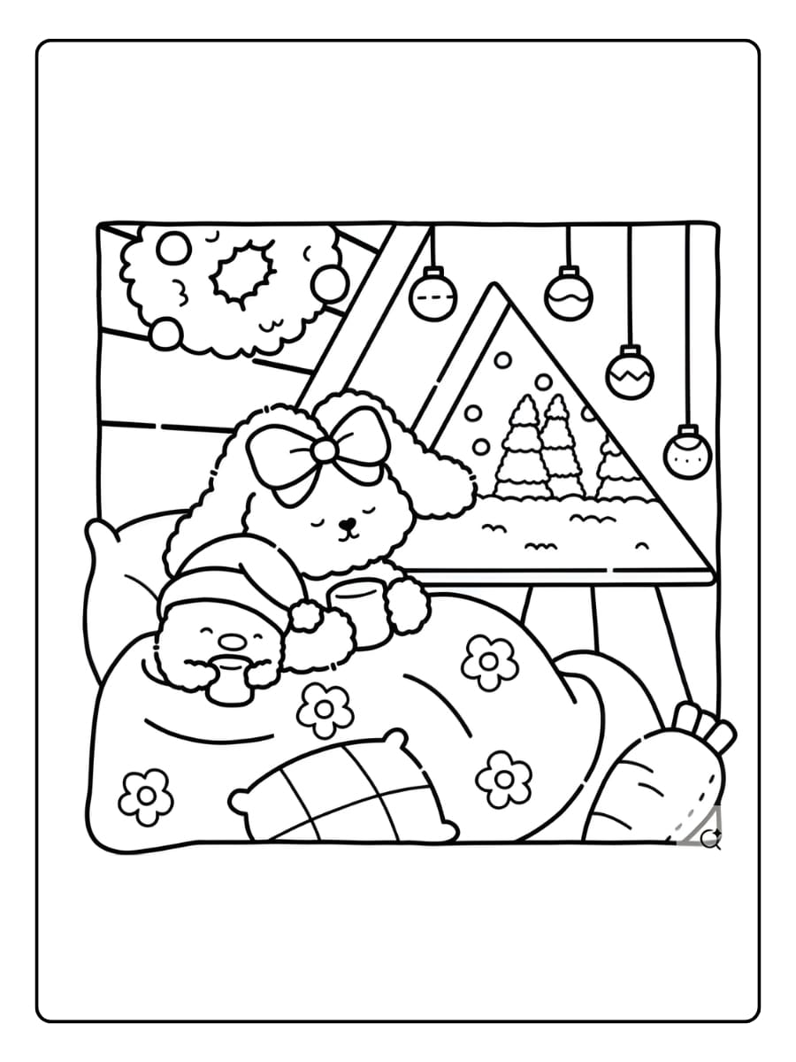 Coco Wyo met kerstboom op slee kleurplaat