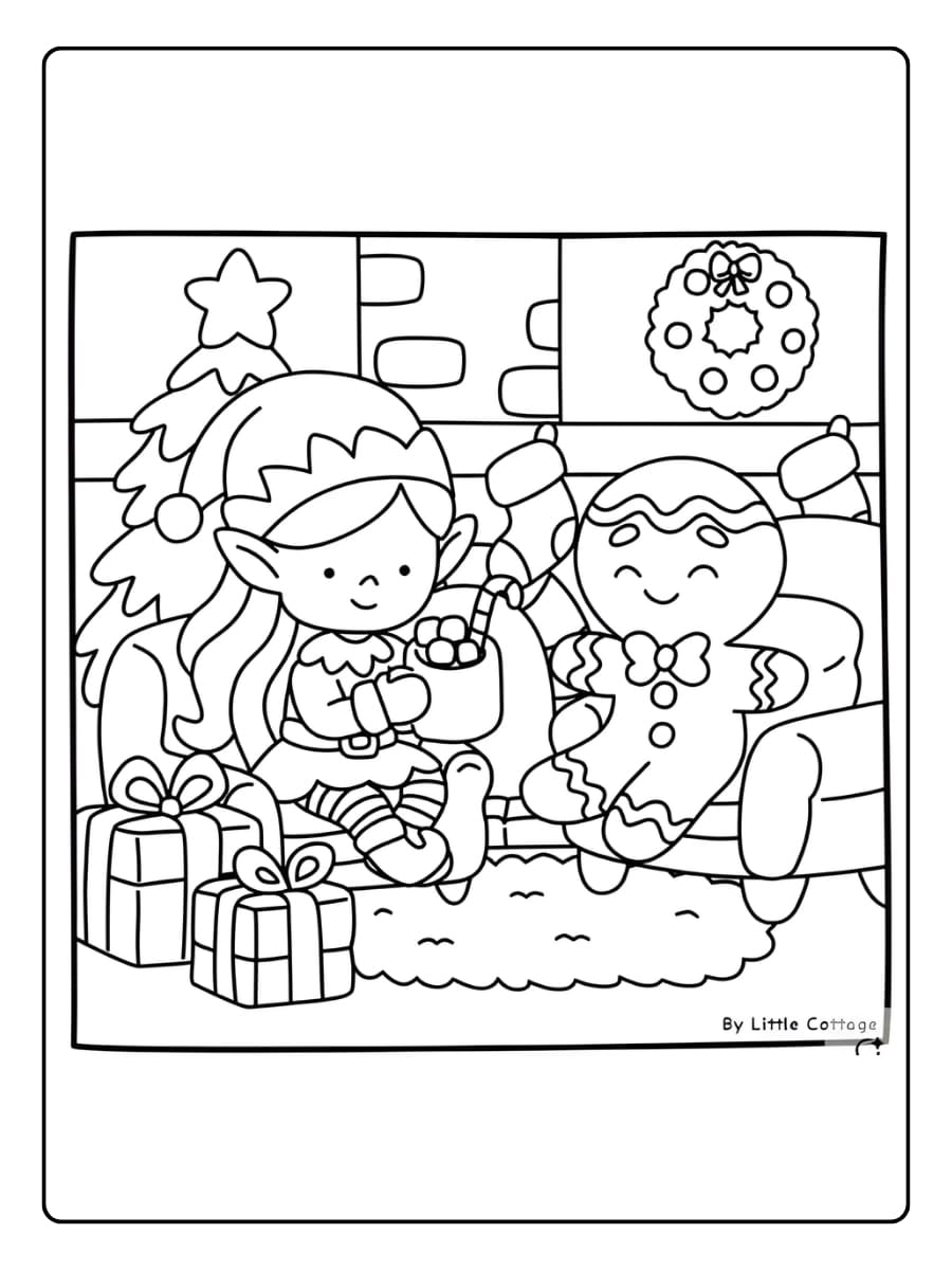 Coco Wyo met kerstpinguïn kleurplaat