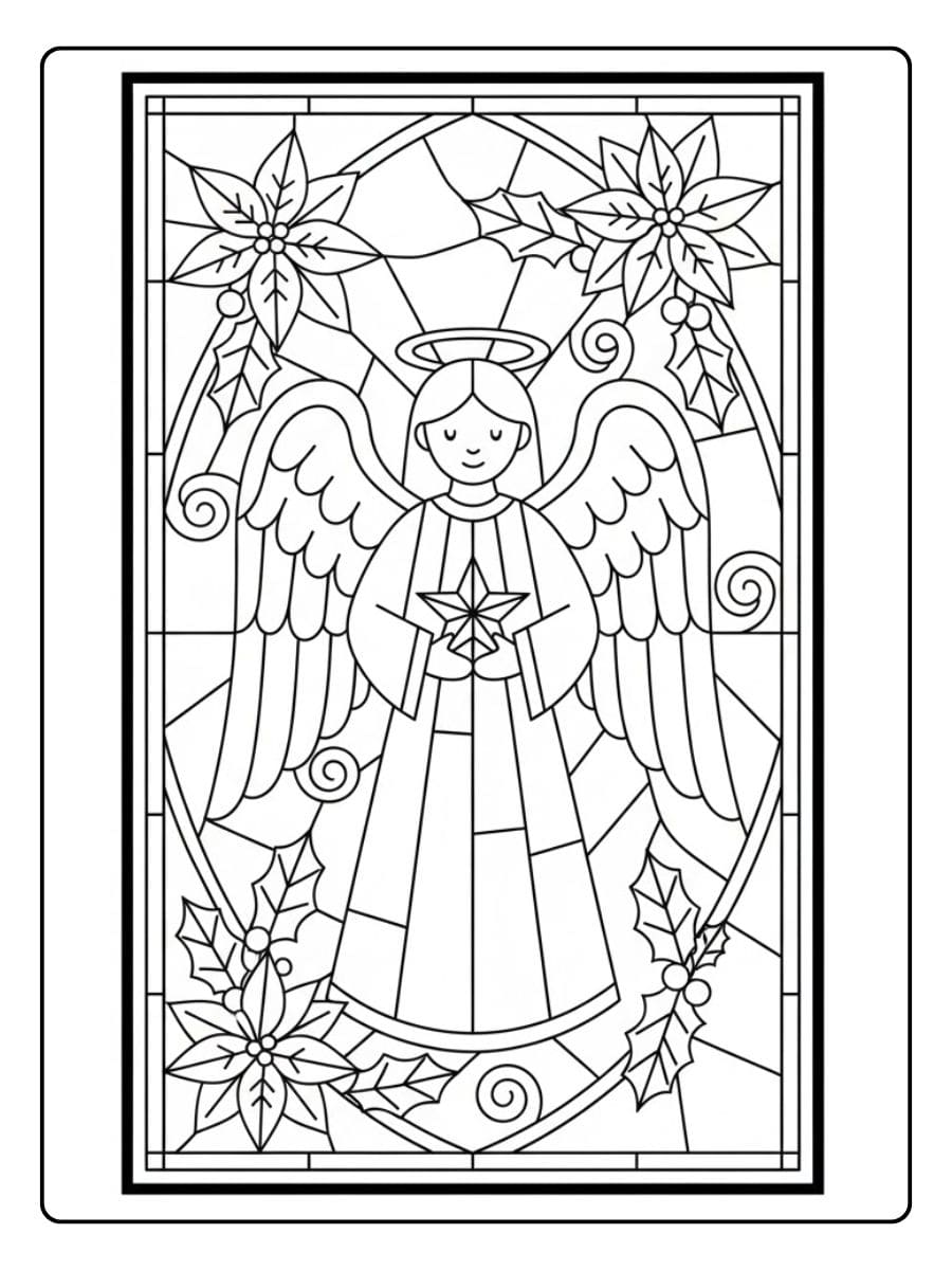 Glas in lood kerst kleurplaat engel