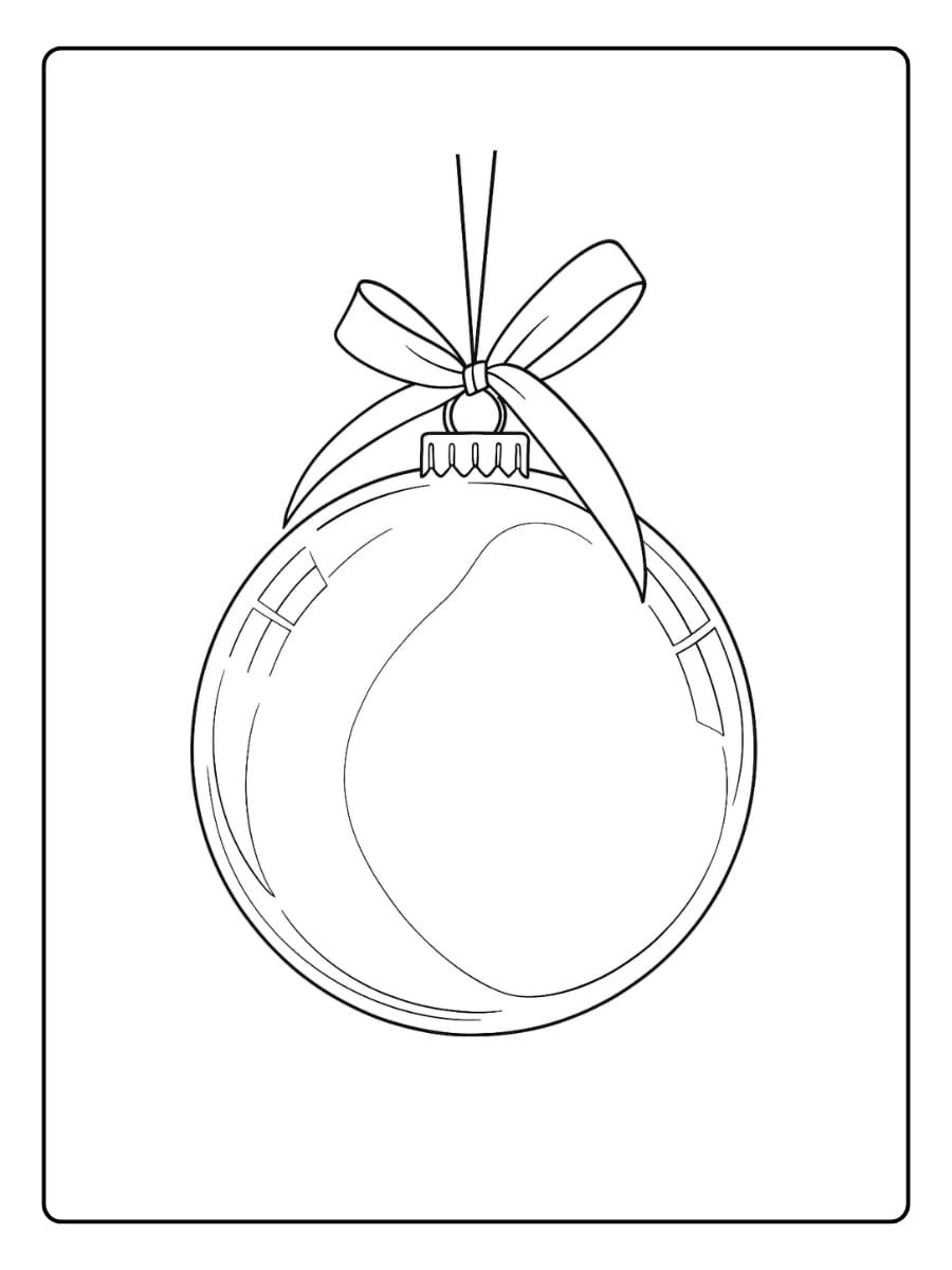 Kleurplaat Lege kerstbal met een strik erboven
