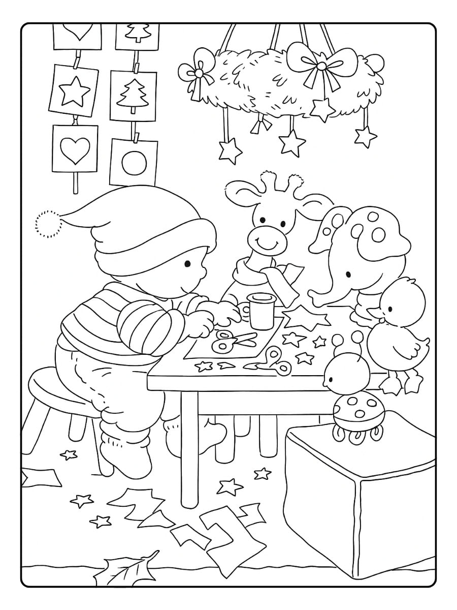 Kleurplaat bobbi kerst