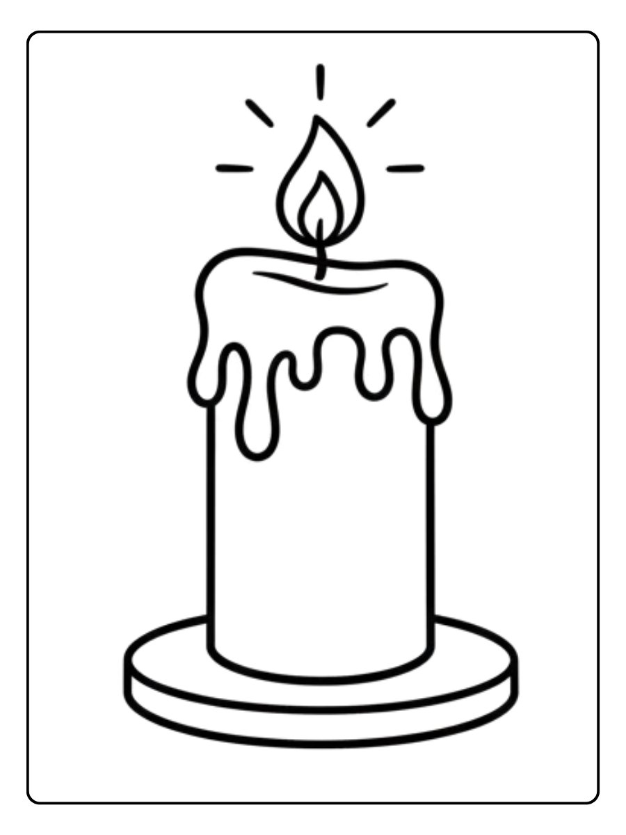 Kleurplaat kerst kaars met engel