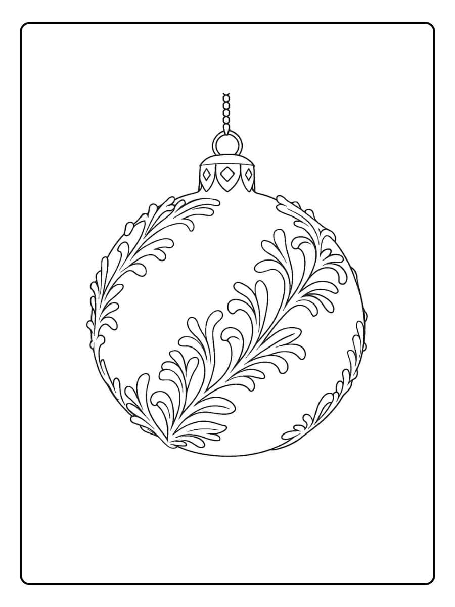 Kleurplaat kerstbal met sierlijke patronen