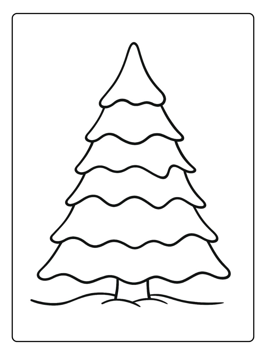 Kleurplaat lege kerstboom zonder versiering