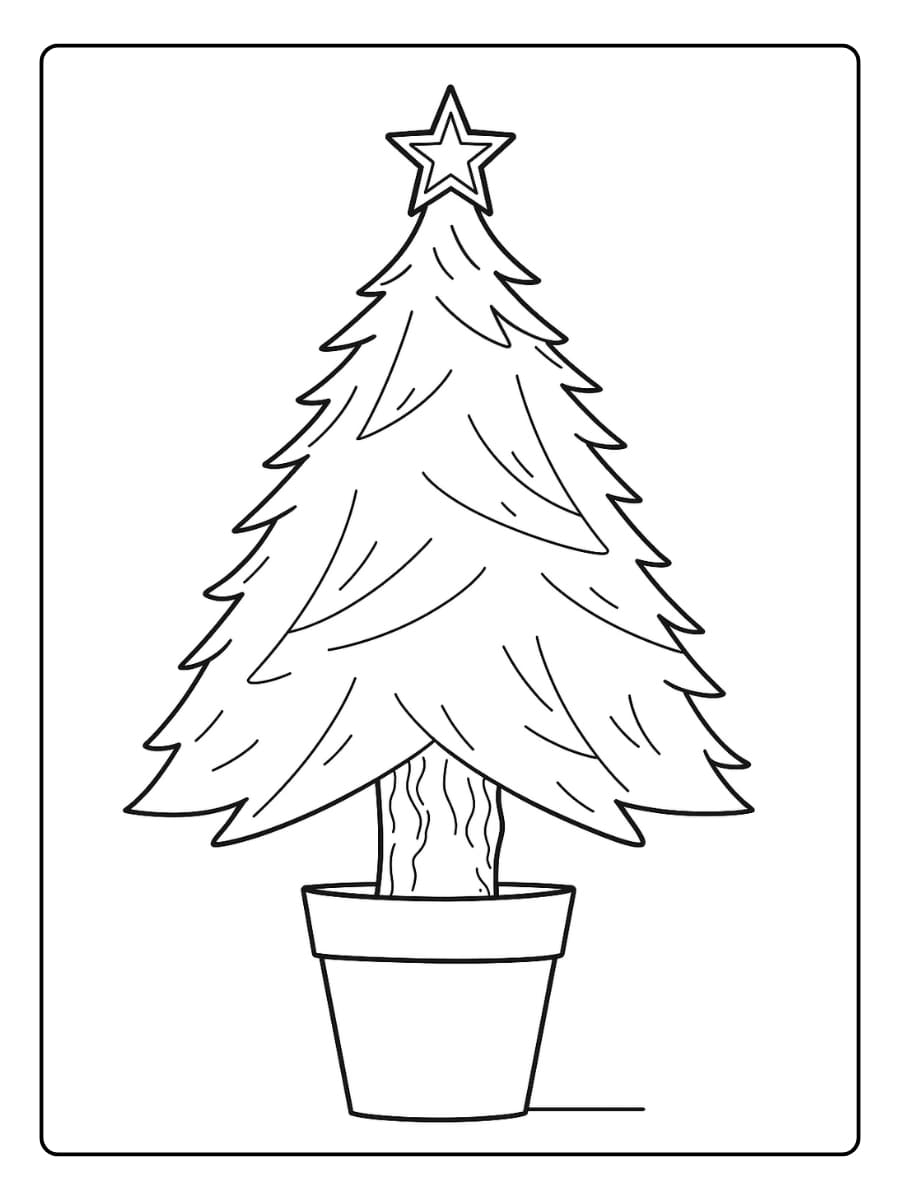 Kleurplaat lege kerstboom zonder versiering