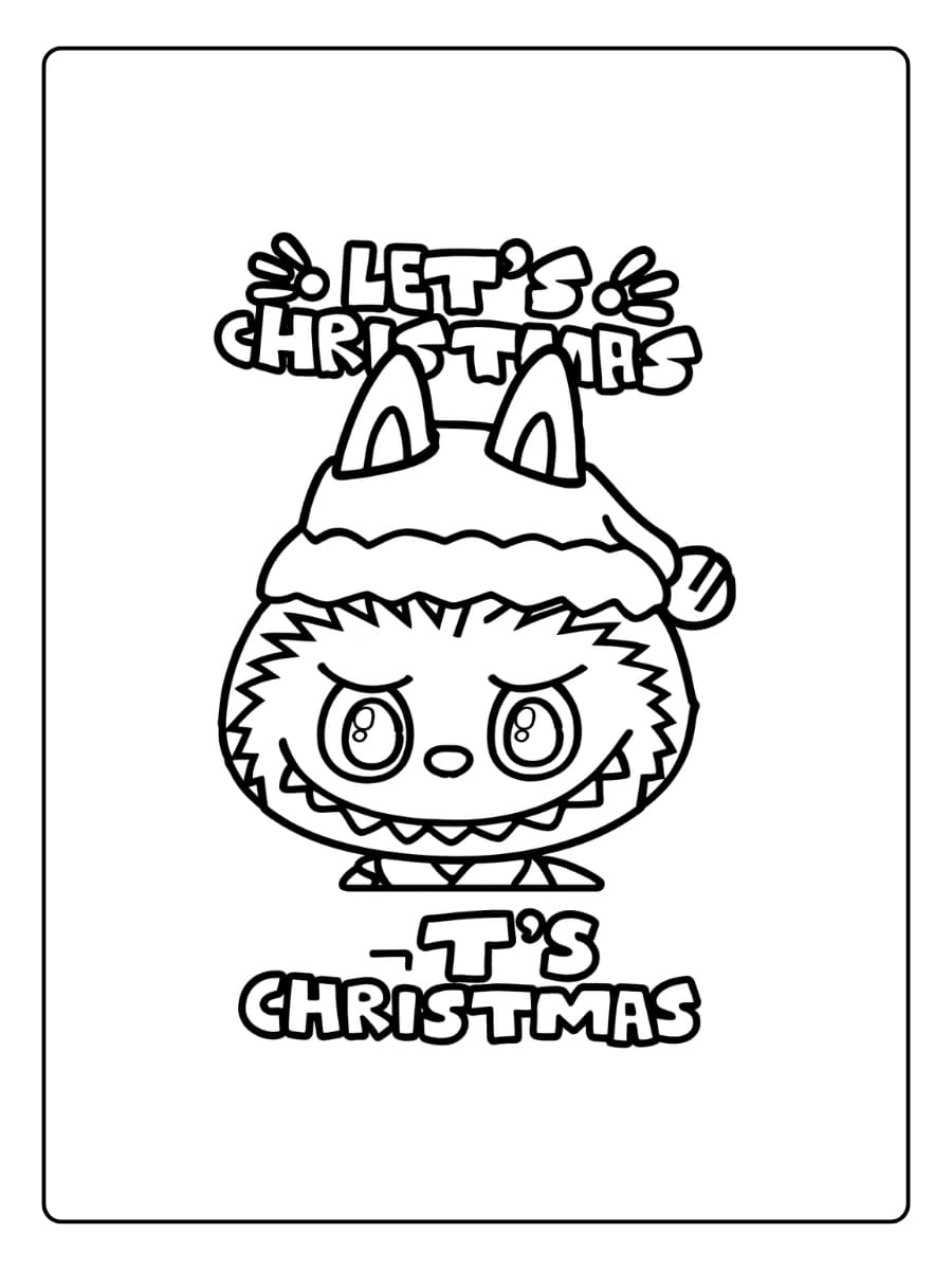 Labubu bij de open haard kleurplaat