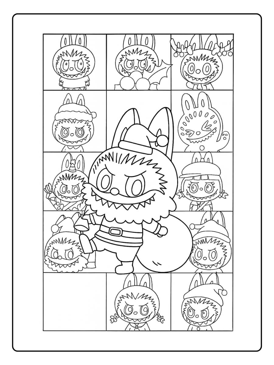 Labubu met rendier kleurplaat